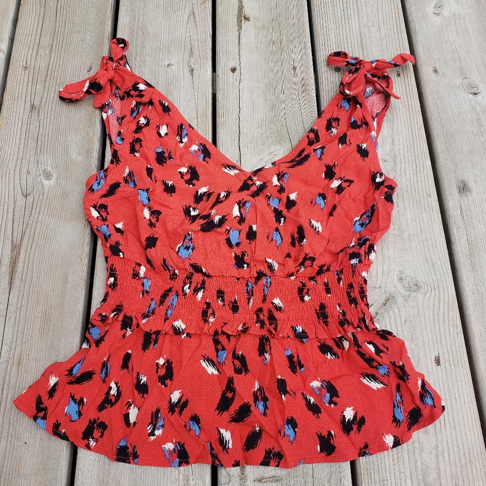 Elodie faux wrap cinched waist tank top nwot